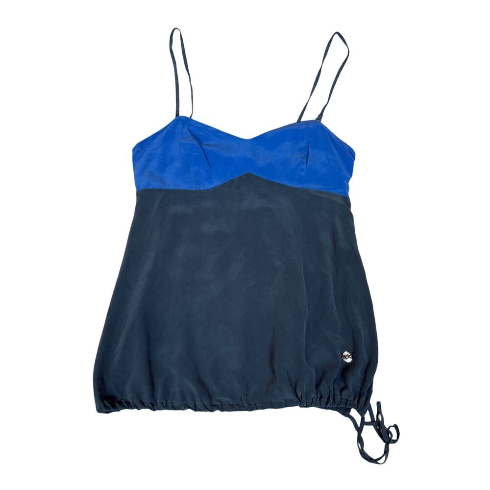 Fairly 100% Silk Two Tone Cinch Waist Tank Top Women's 40